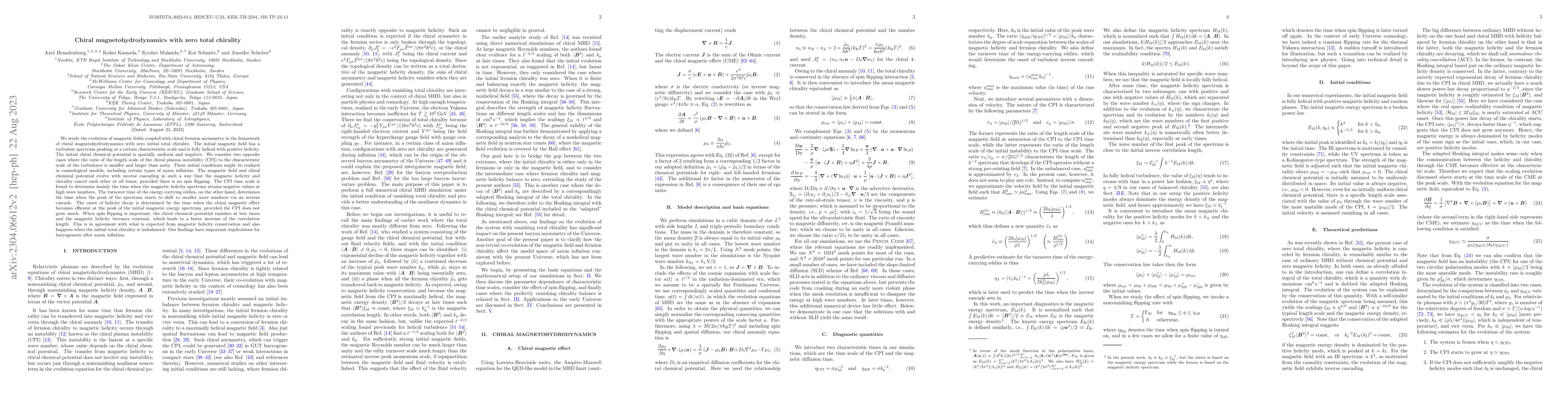 Thumbnail for Chiral magnetohydrodynamics with zero total chirality