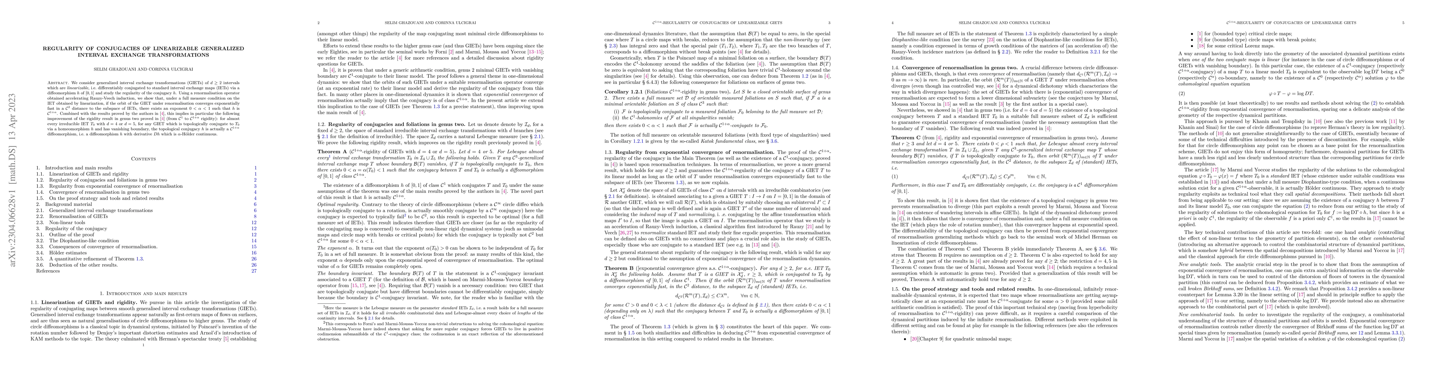Thumbnail for Regularity of conjugacies of linearizable generalized interval exchange
  transformations