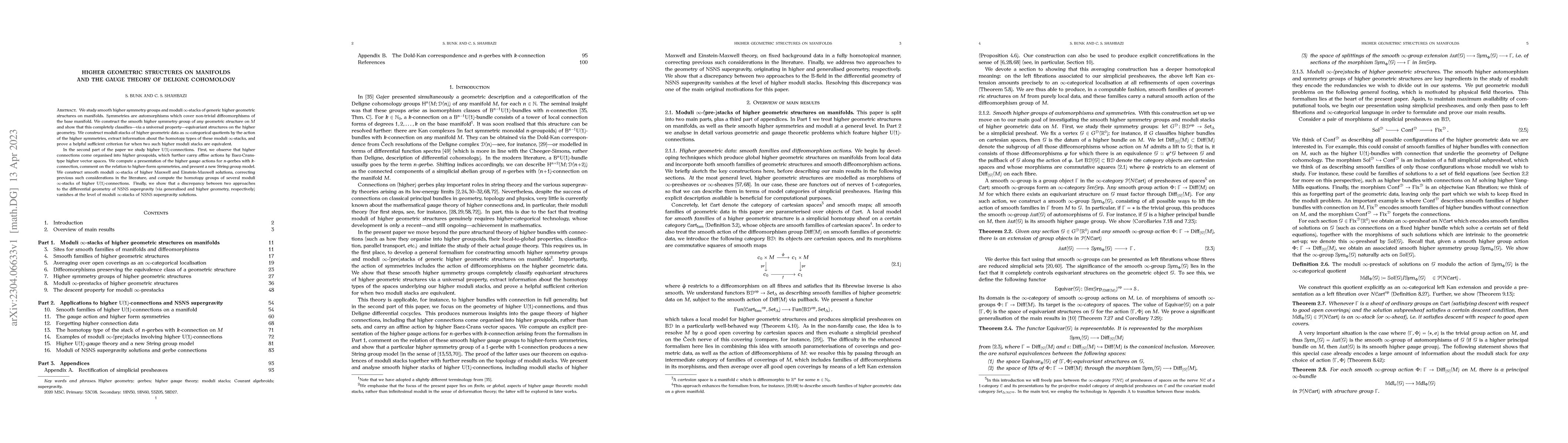 Thumbnail for Higher Geometric Structures on Manifolds and the Gauge Theory of Deligne
  Cohomology