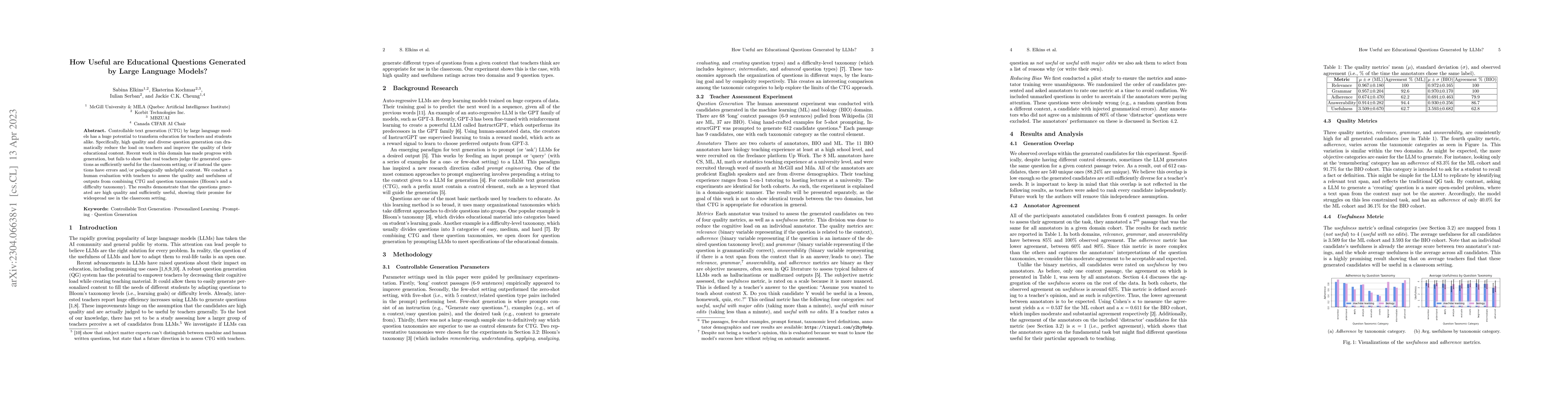 Thumbnail for How Useful are Educational Questions Generated by Large Language Models?
