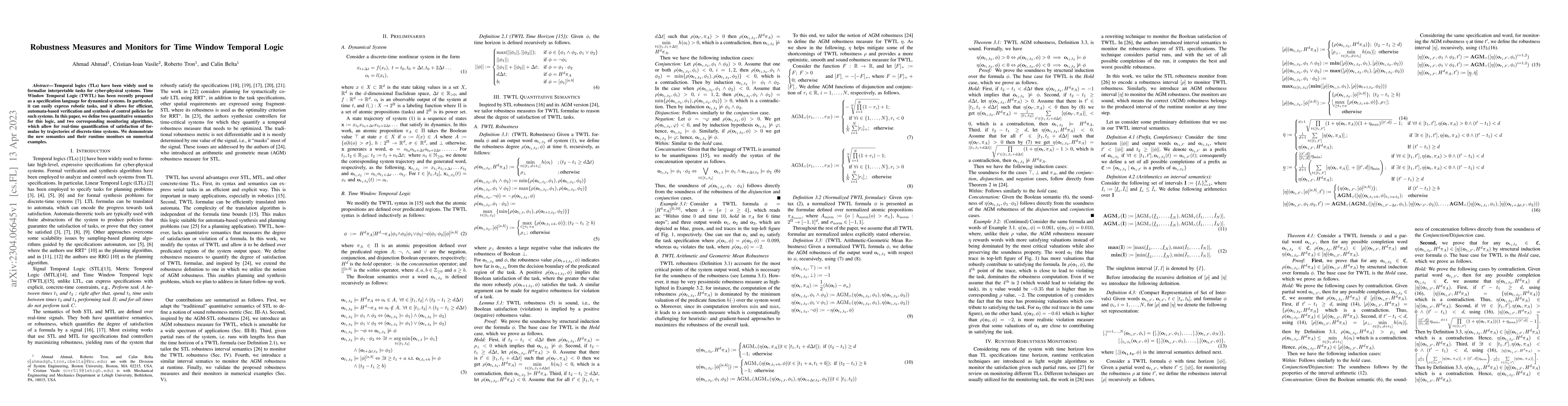 Thumbnail for Robustness Measures and Monitors for Time Window Temporal Logic