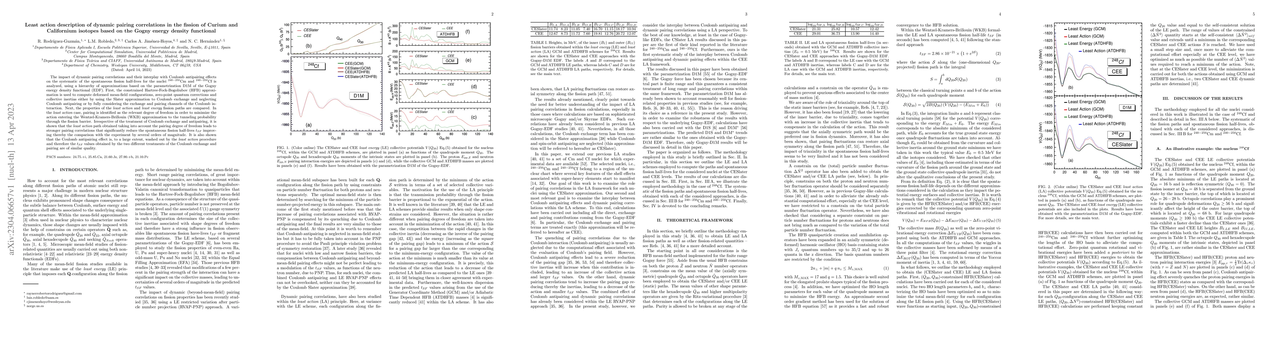 Thumbnail for Least action description of dynamic pairing correlations in the fission
  of Curium and Californium isotopes based on the Gogny energy density
  functional
