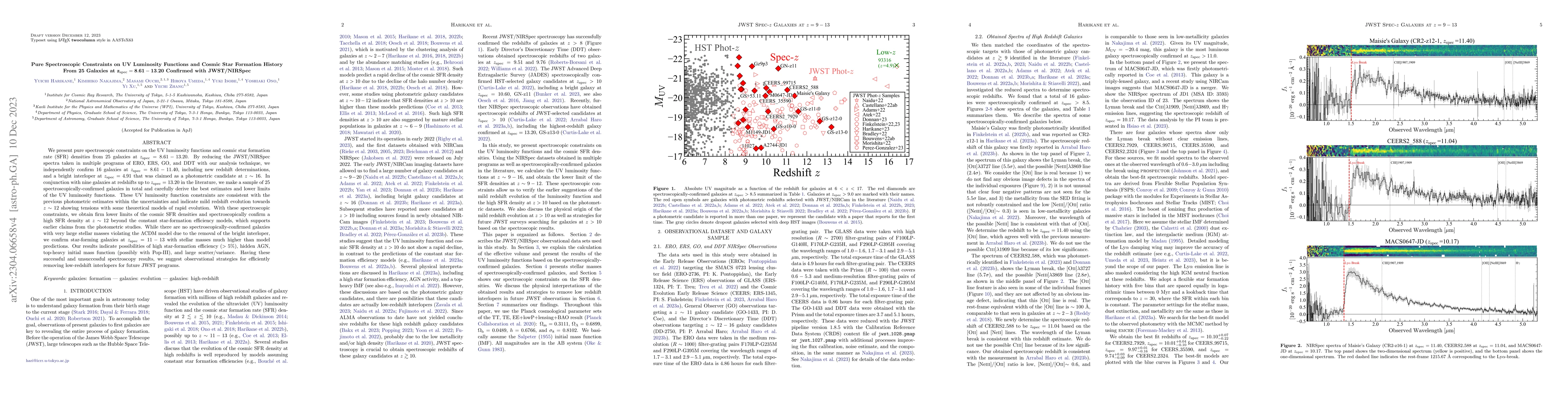 Thumbnail for Pure Spectroscopic Constraints on UV Luminosity Functions and Cosmic
  Star Formation History From 25 Galaxies at $z_\mathrm{spec}=8.61-13.20$
  Confirmed with JWST/NIRSpec