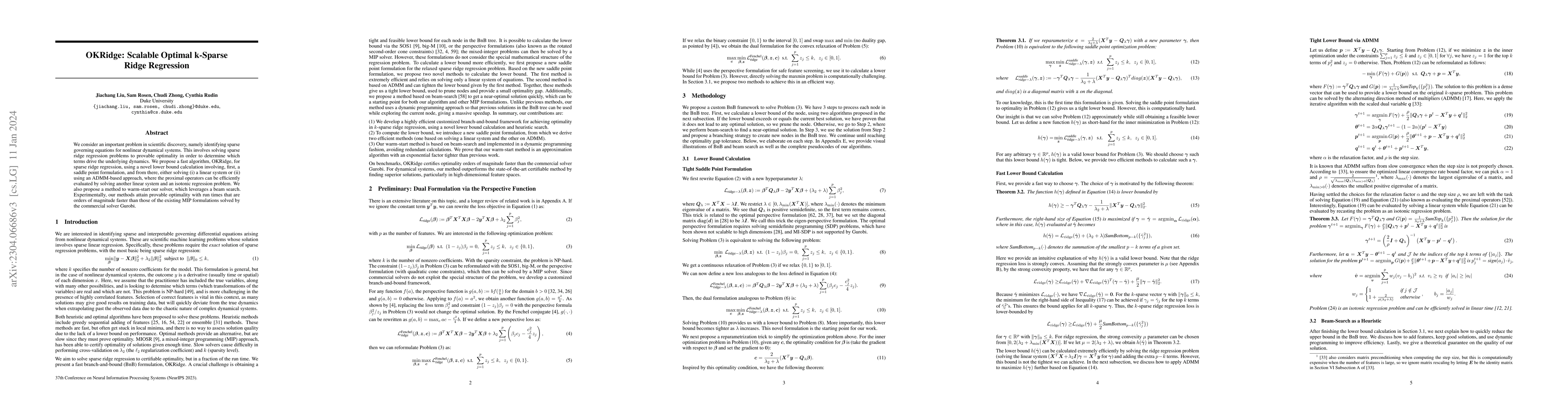 Thumbnail for OKRidge: Scalable Optimal k-Sparse Ridge Regression