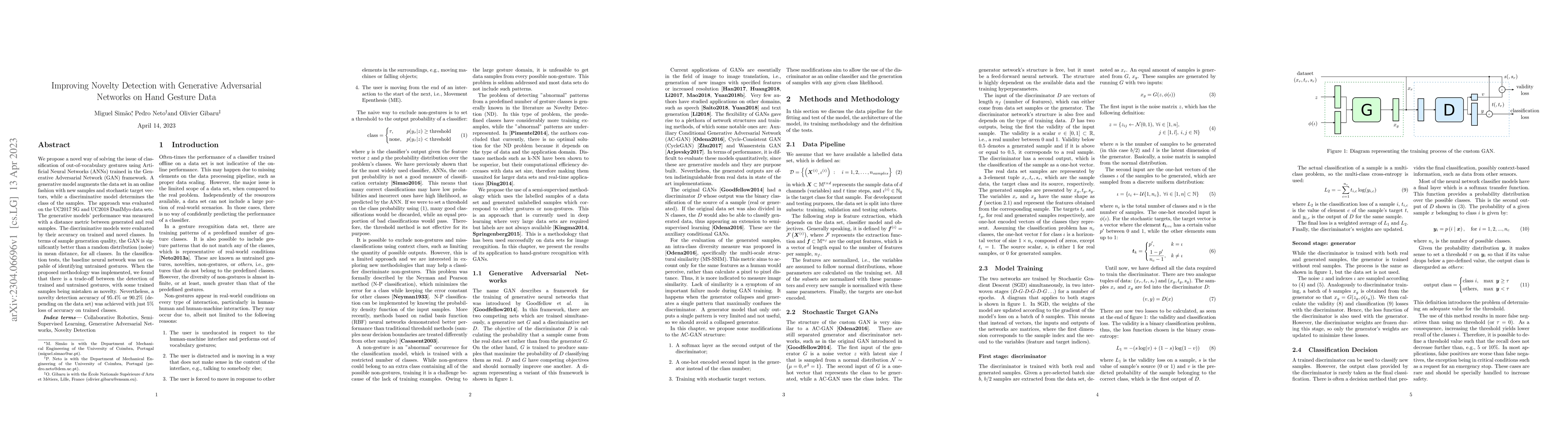Thumbnail for Improving novelty detection with generative adversarial networks on hand
  gesture data