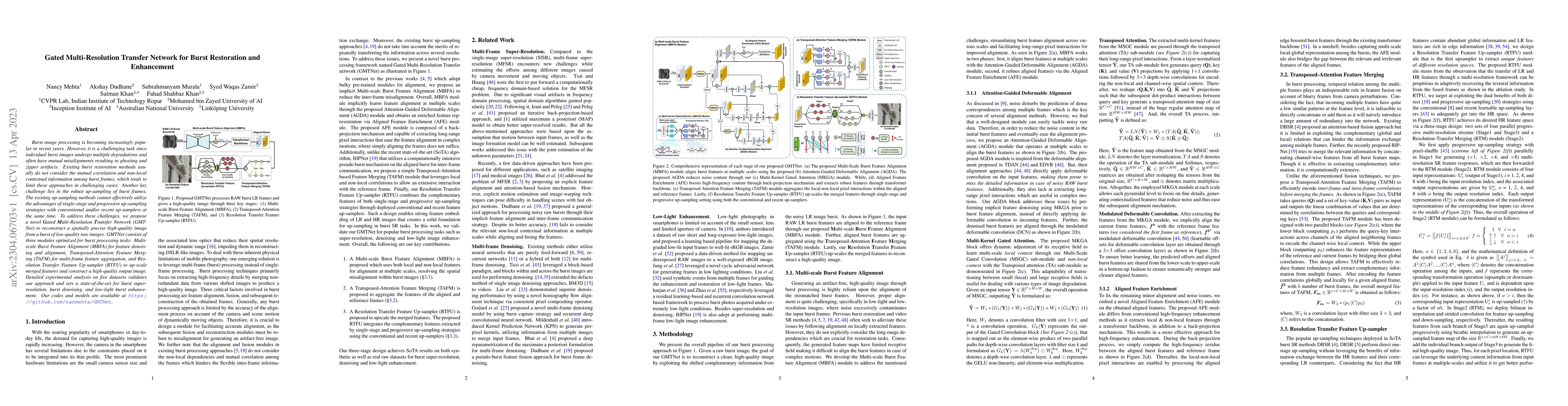 Thumbnail for Gated Multi-Resolution Transfer Network for Burst Restoration and
  Enhancement