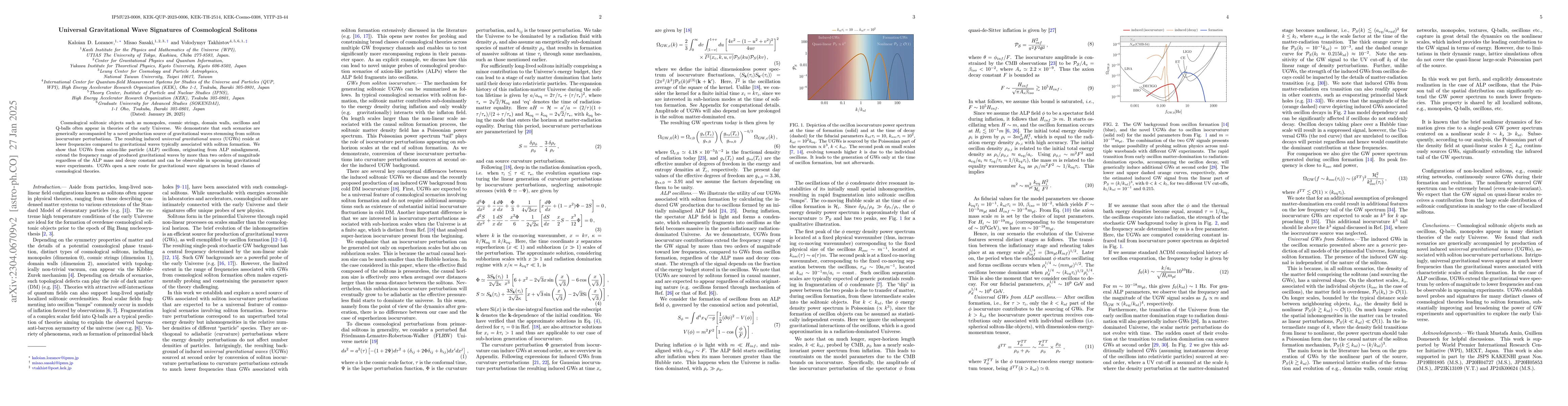 Thumbnail for Universal Gravitational Wave Signatures of Cosmological Solitons