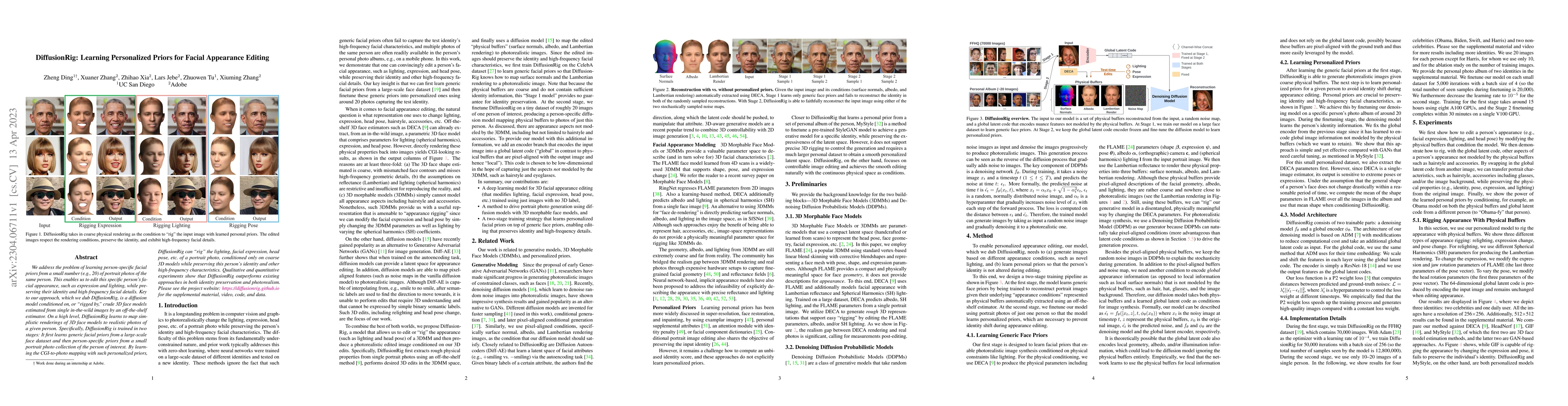 Thumbnail for DiffusionRig: Learning Personalized Priors for Facial Appearance Editing