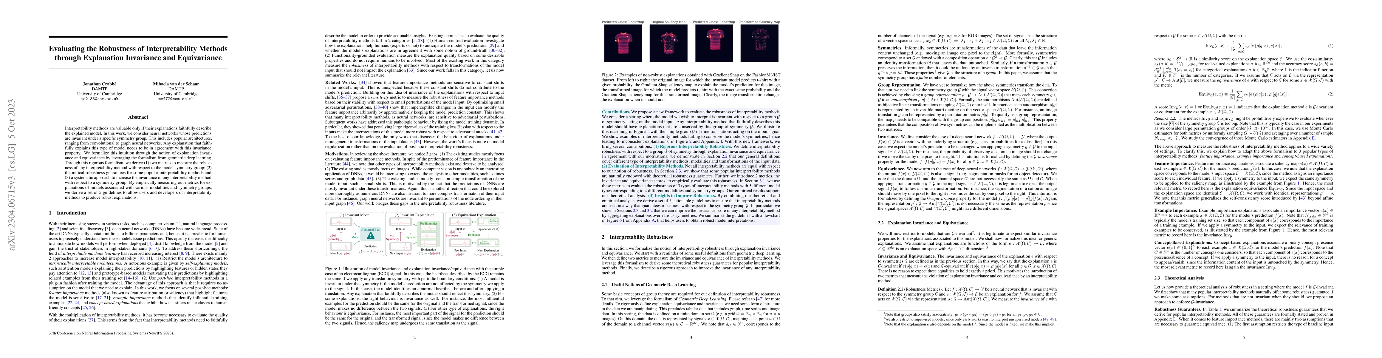 Thumbnail for Evaluating the Robustness of Interpretability Methods through
  Explanation Invariance and Equivariance