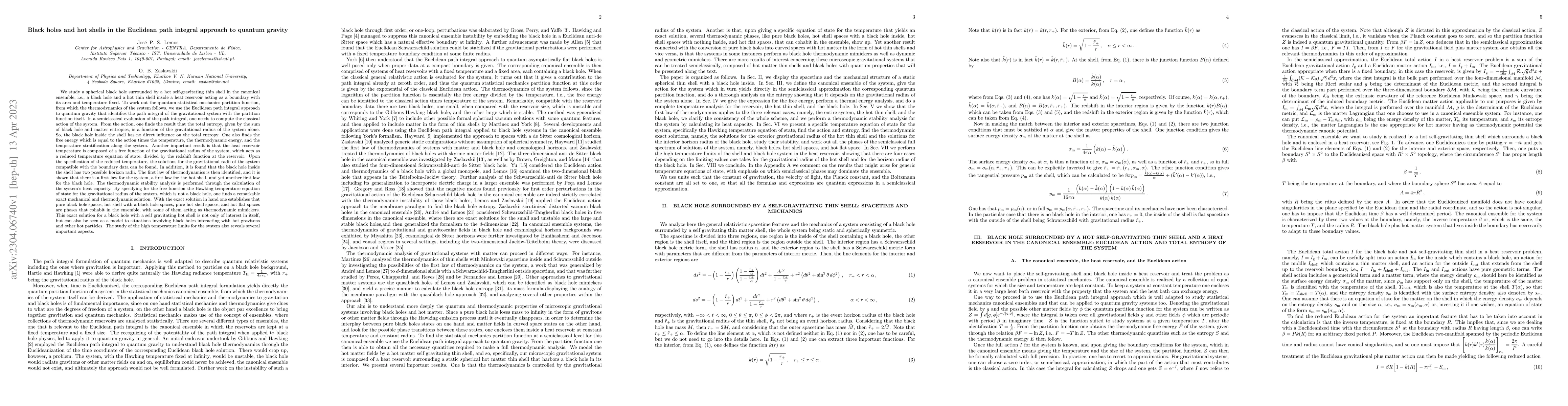 Thumbnail for Black holes and hot shells in the Euclidean path integral approach to
  quantum gravity