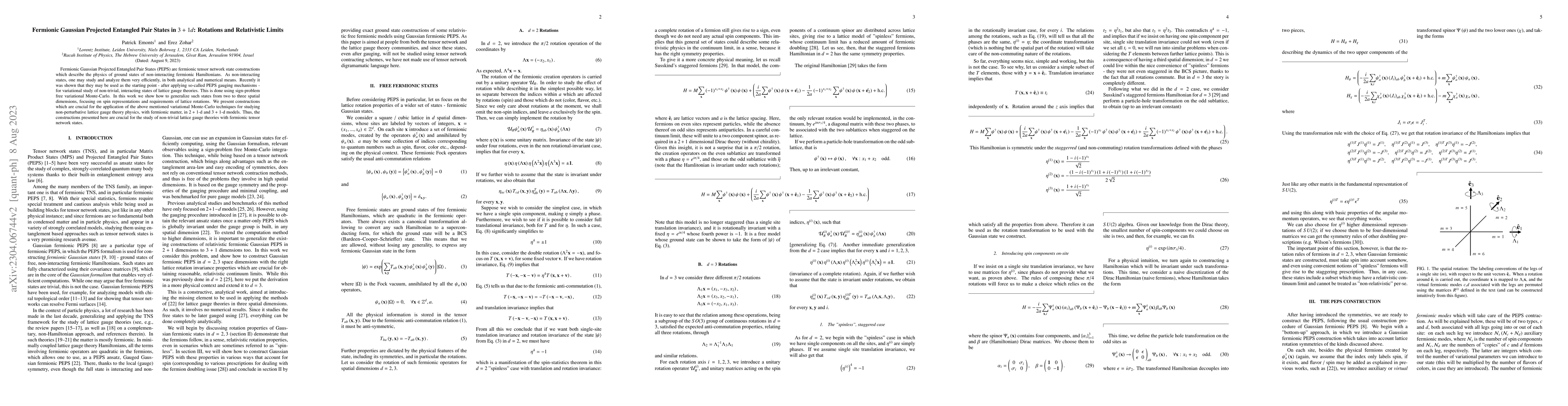 Thumbnail for Fermionic Gaussian PEPS in $3+1d$: Rotations and Relativistic Limits