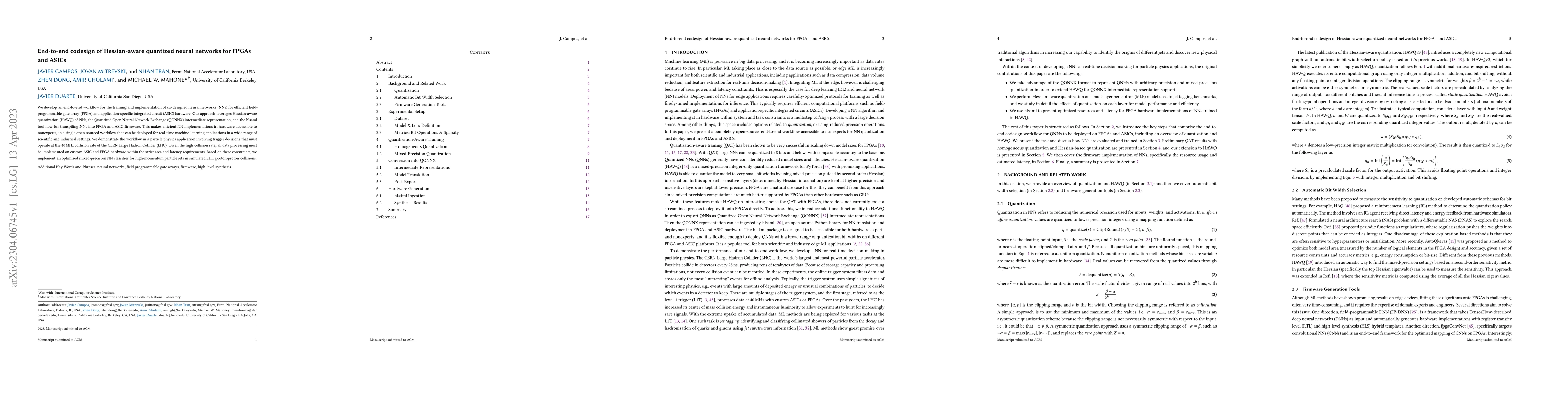 Thumbnail for End-to-end codesign of Hessian-aware quantized neural networks for FPGAs
  and ASICs