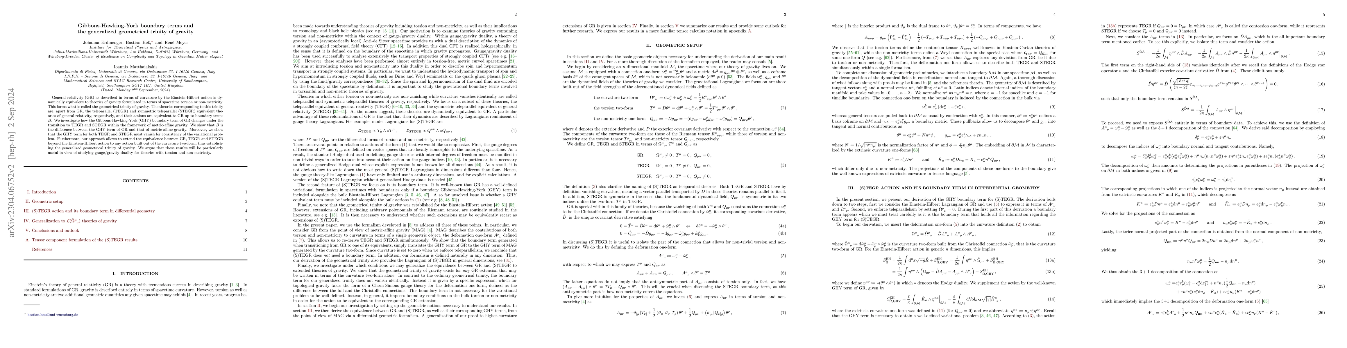 Thumbnail for Gibbons-Hawking-York boundary terms and the generalized geometrical
  trinity of gravity