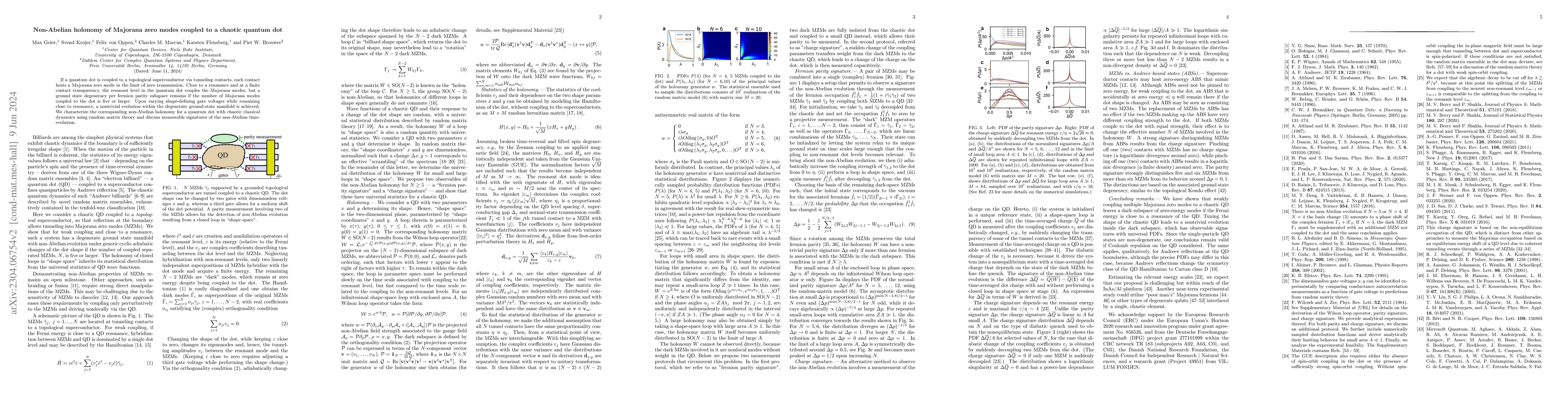Thumbnail for Non-Abelian holonomy of Majorana zero modes coupled to a chaotic quantum
  dot
