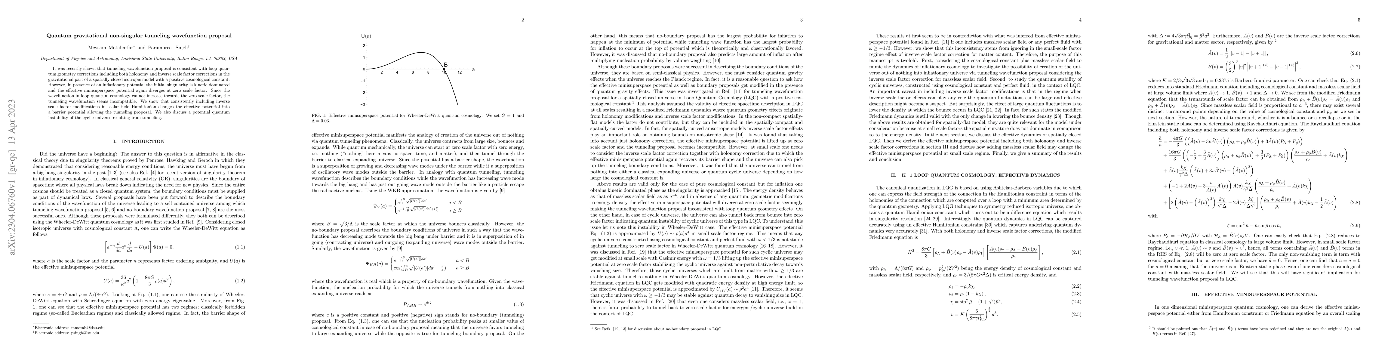 Thumbnail for Quantum gravitational non-singular tunneling wavefunction proposal