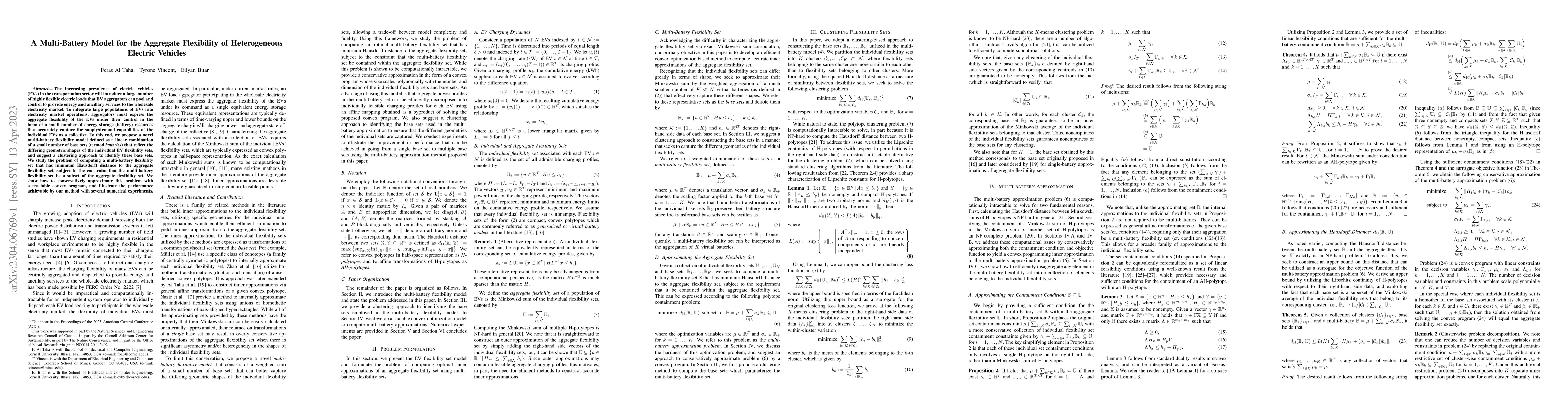 Thumbnail for A Multi-Battery Model for the Aggregate Flexibility of Heterogeneous
  Electric Vehicles