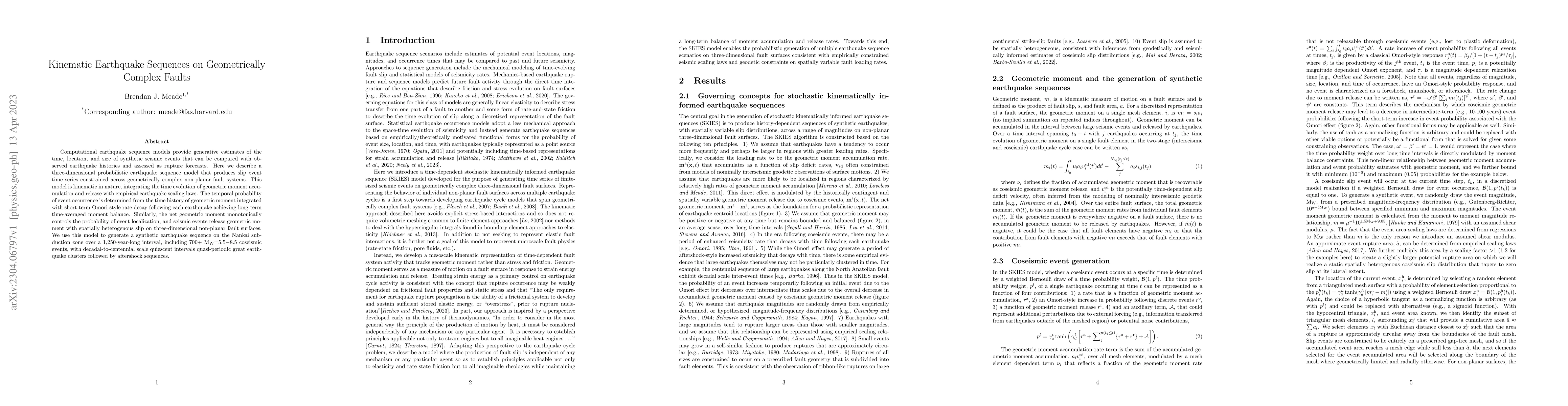 Thumbnail for Kinematic Earthquake Sequences on Geometrically Complex Faults