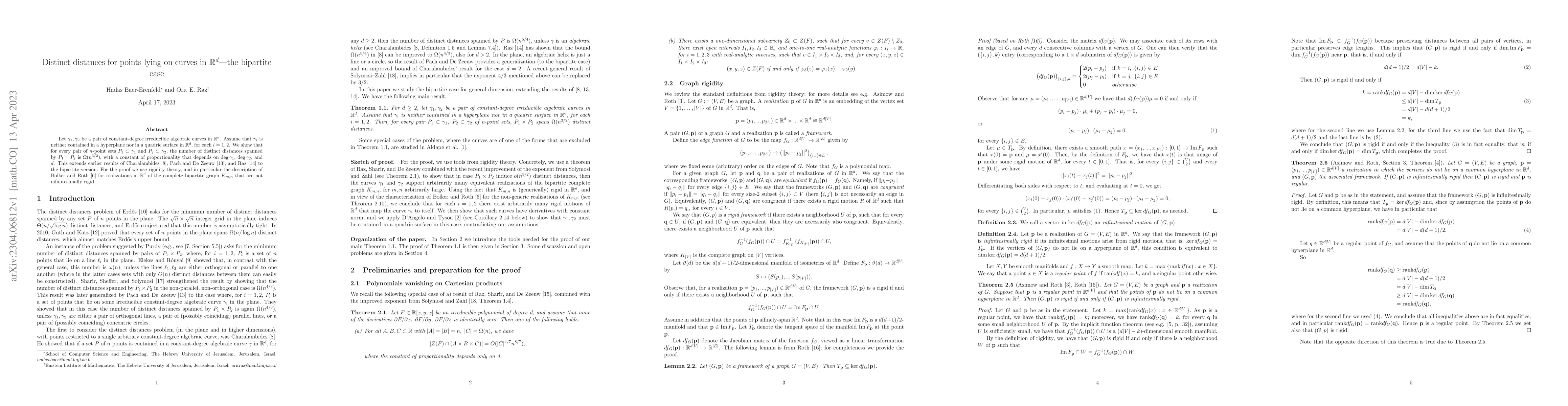 Thumbnail for Distinct distances for points lying on curves in $\mathbb{R}^d$ -- the
  bipartite case