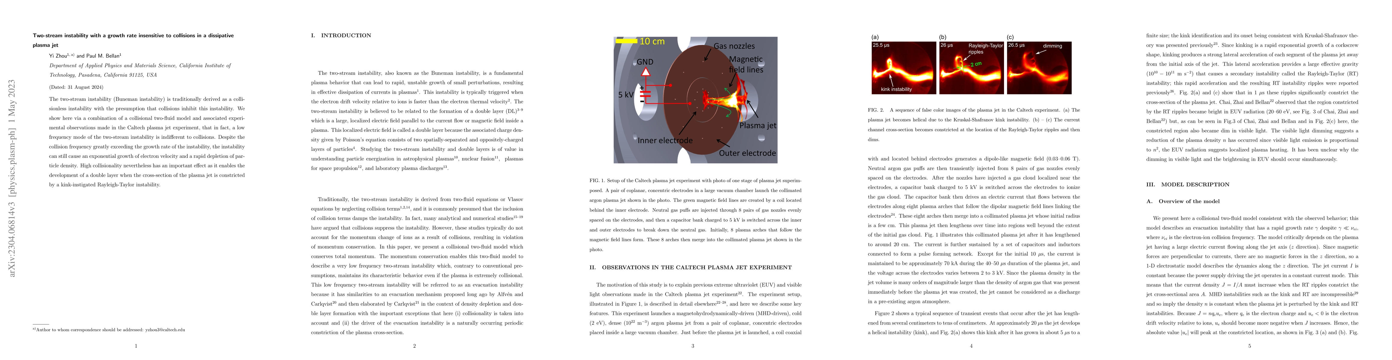 Thumbnail for Two-stream instability with a growth rate insensitive to collisions in a
  dissipative plasma jet