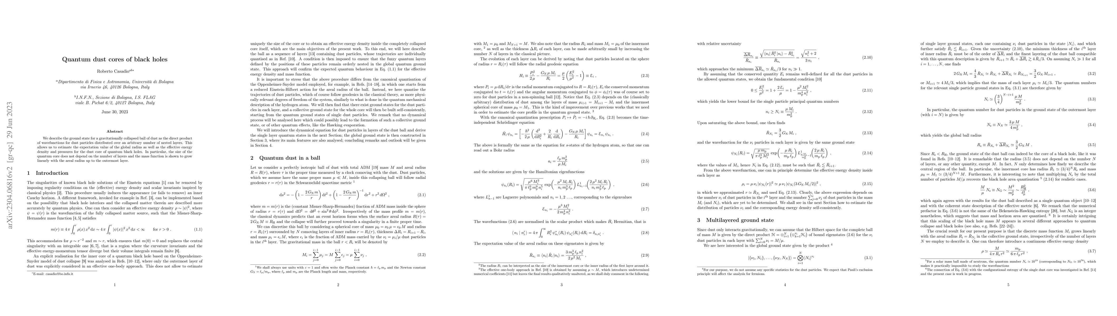 Thumbnail for Quantum dust cores of black holes
