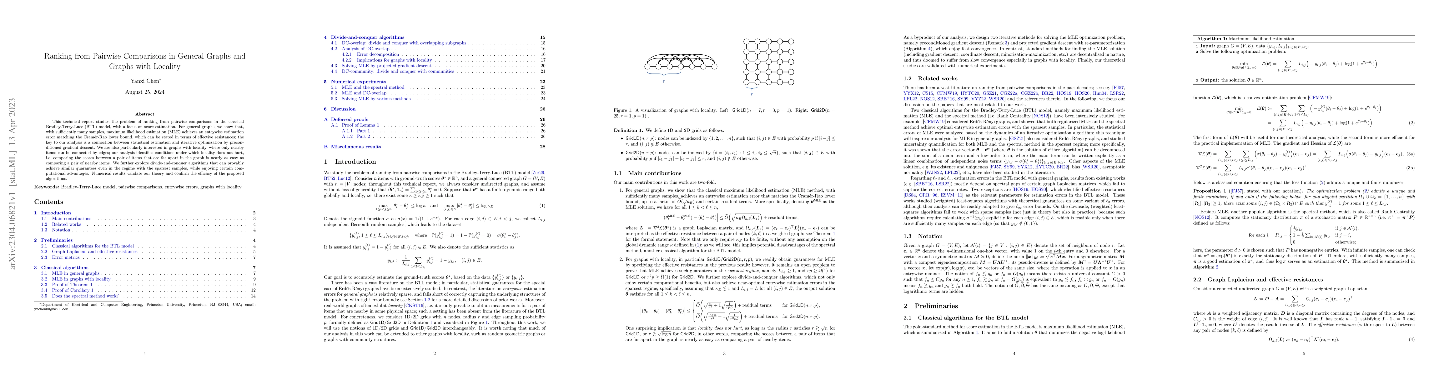 Thumbnail for Ranking from Pairwise Comparisons in General Graphs and Graphs with
  Locality