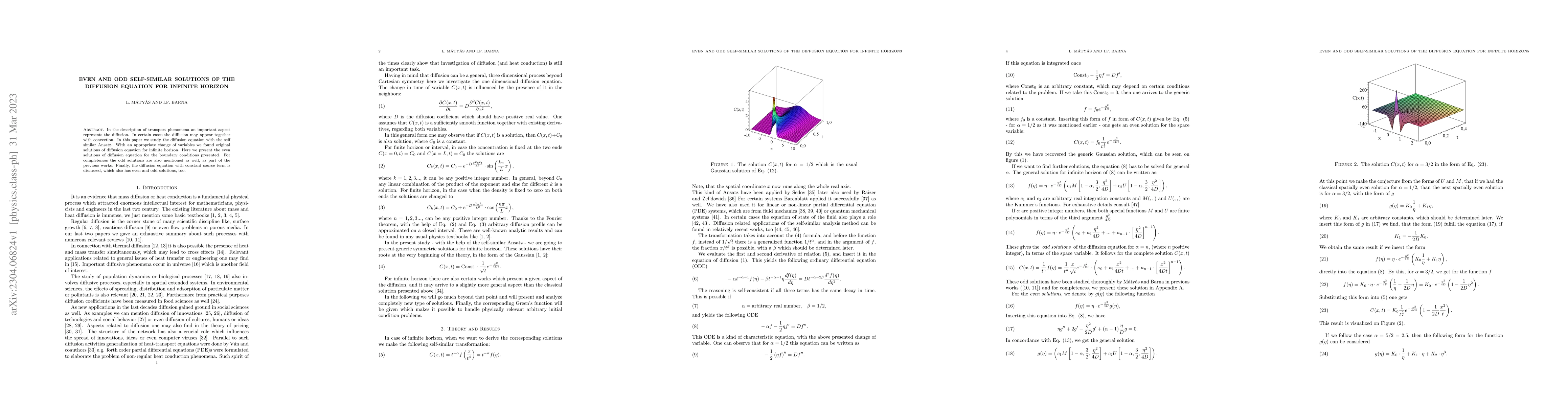 Thumbnail for Even and odd self-similar solutions of the diffusion equation for
  infinite horizon