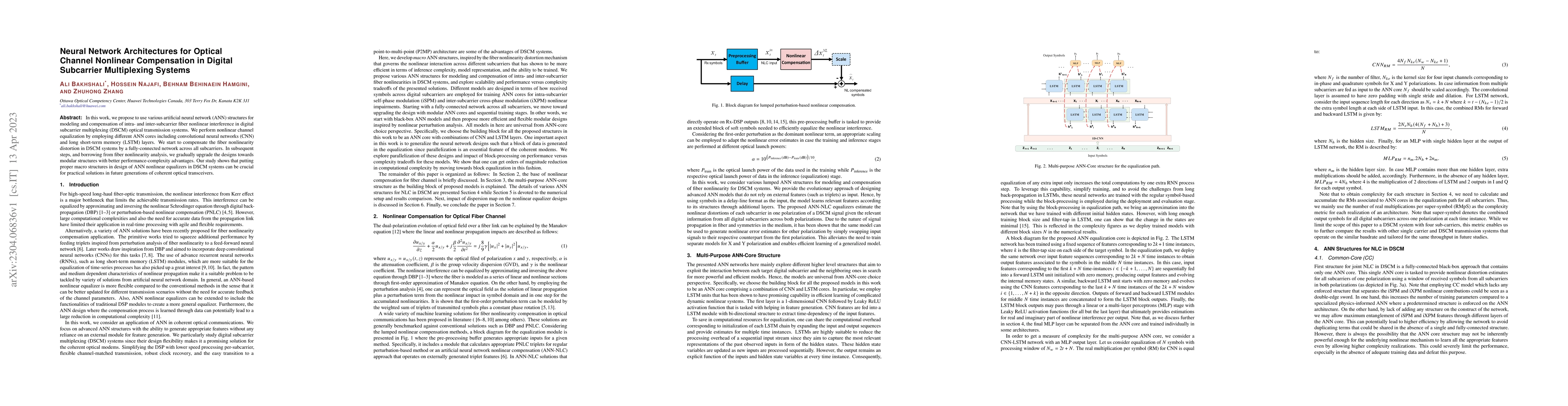 Thumbnail for Neural Network Architectures for Optical Channel Nonlinear Compensation
  in Digital Subcarrier Multiplexing Systems