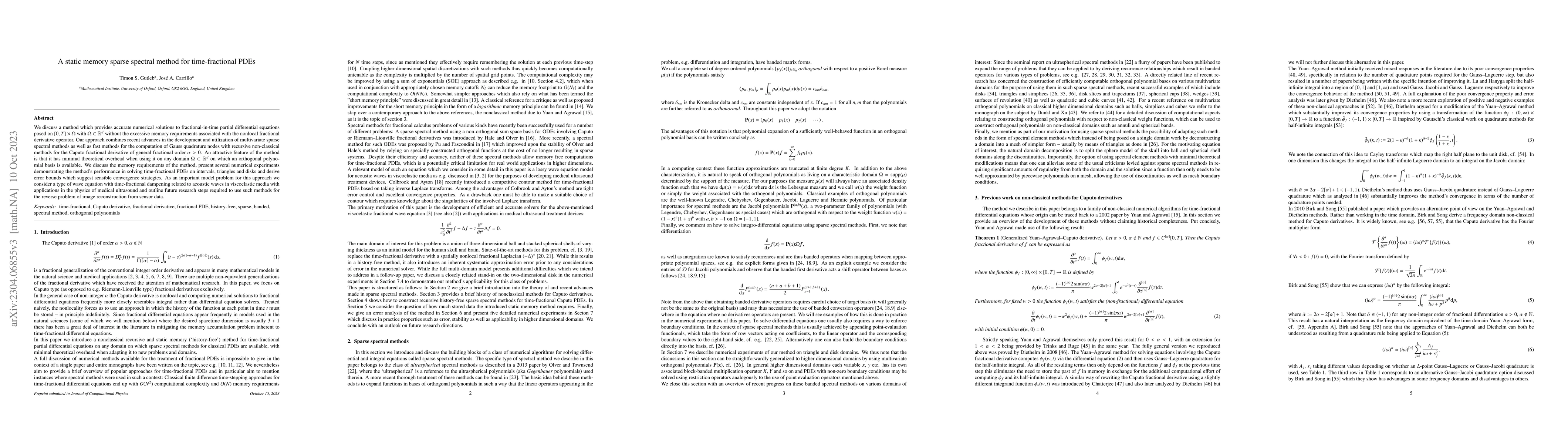 Thumbnail for A static memory sparse spectral method for time-fractional PDEs