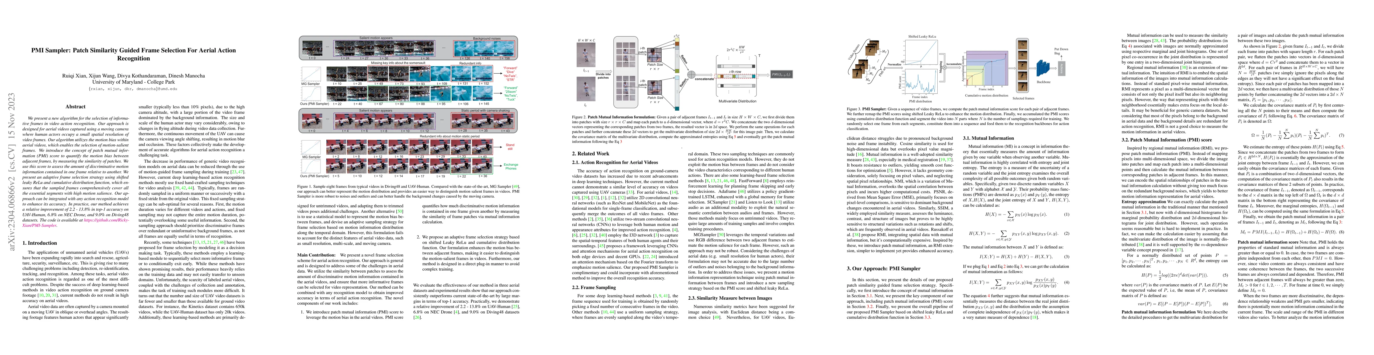 Thumbnail for PMI Sampler: Patch Similarity Guided Frame Selection for Aerial Action
  Recognition
