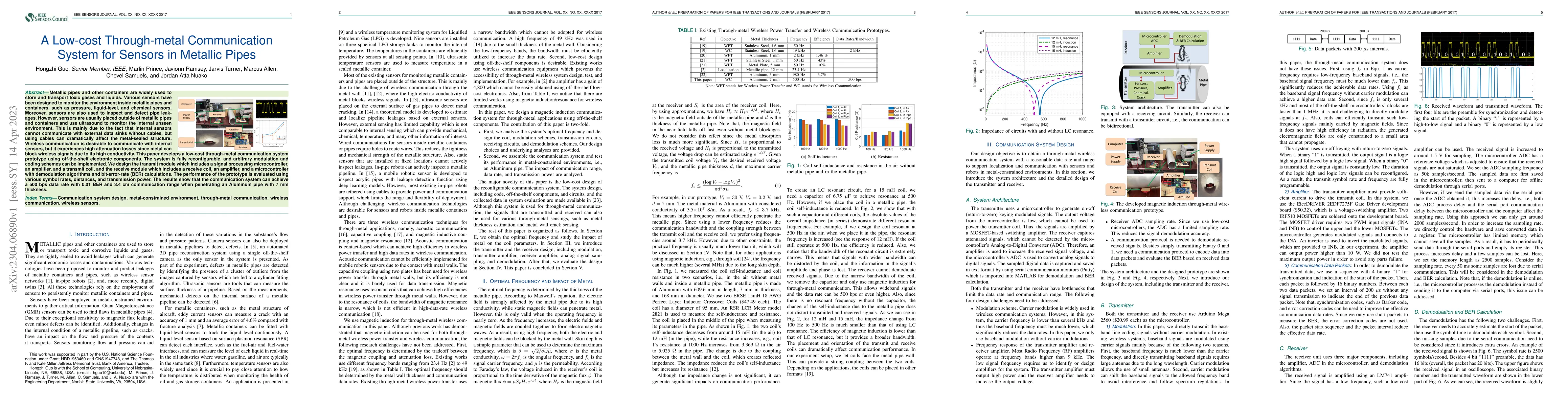 Thumbnail for A Low-cost Through-metal Communication System for Sensors in Metallic
  Pipes