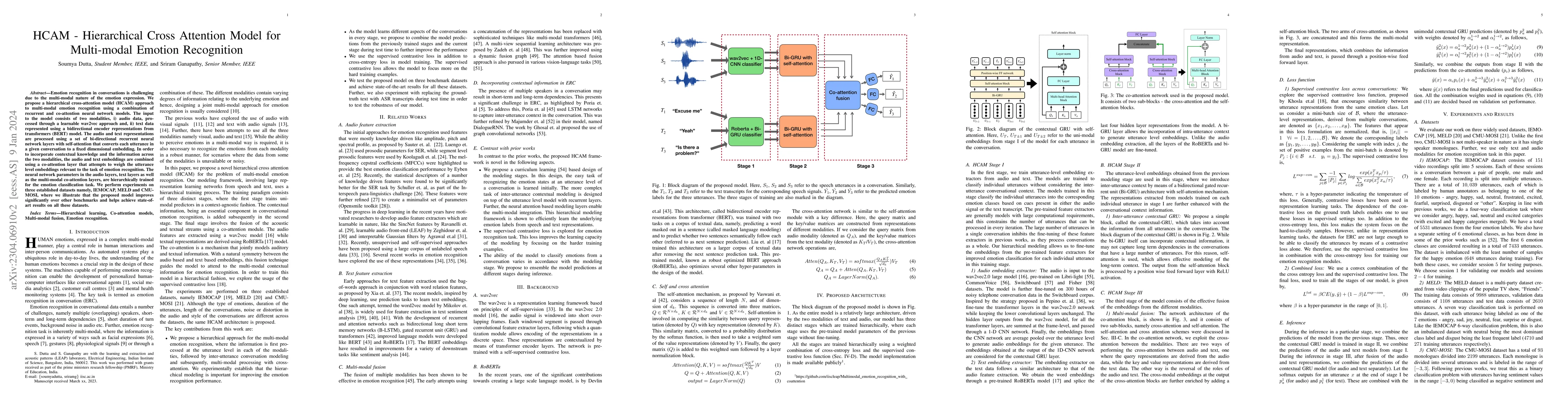 Thumbnail for HCAM -- Hierarchical Cross Attention Model for Multi-modal Emotion
  Recognition