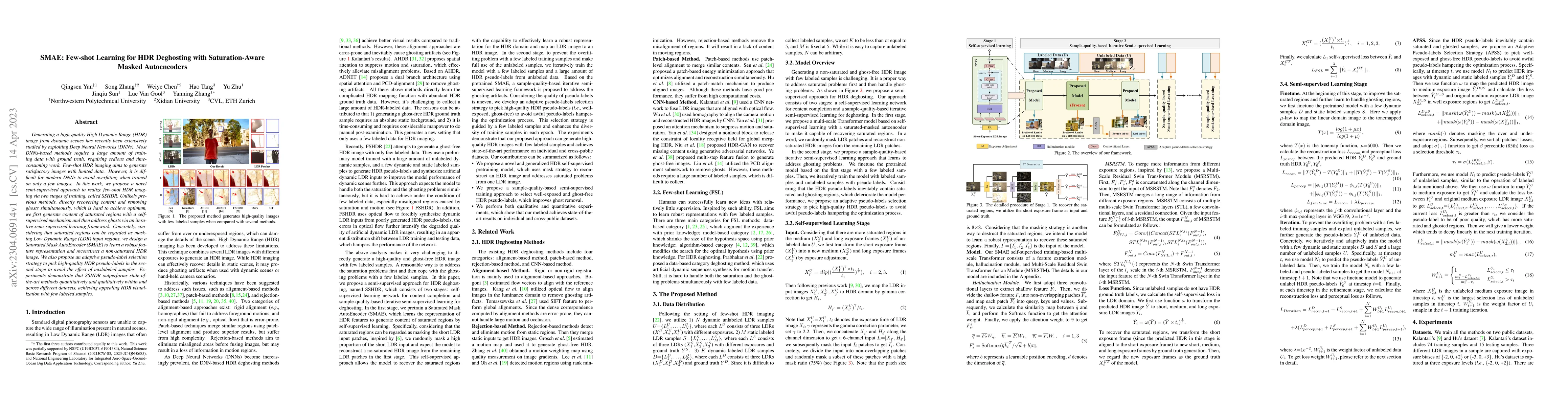 Thumbnail for SMAE: Few-shot Learning for HDR Deghosting with Saturation-Aware Masked
  Autoencoders