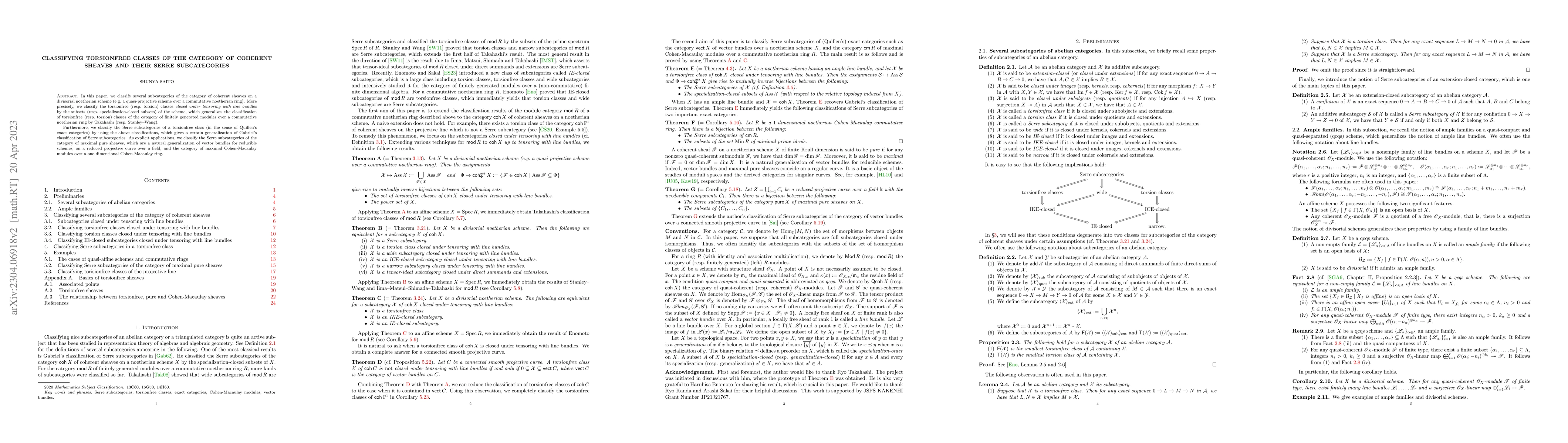Thumbnail for Classifying torsionfree classes of the category of coherent sheaves and
  their Serre subcategories