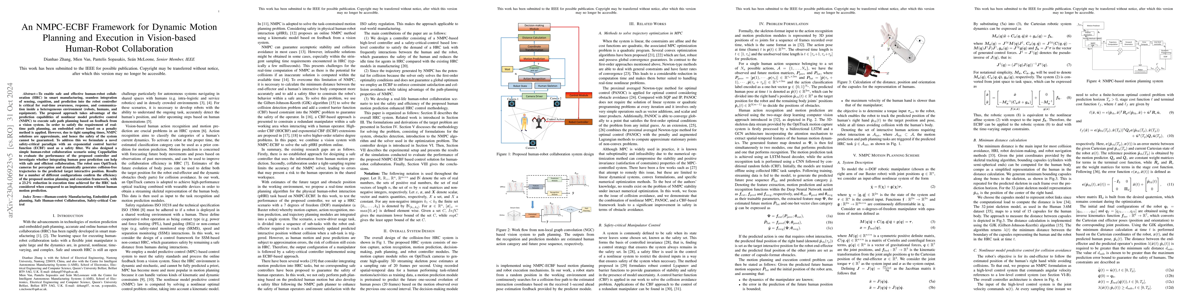 Thumbnail for An NMPC-ECBF Framework for Dynamic Motion Planning and Execution in
  vision-based Human-Robot Collaboration