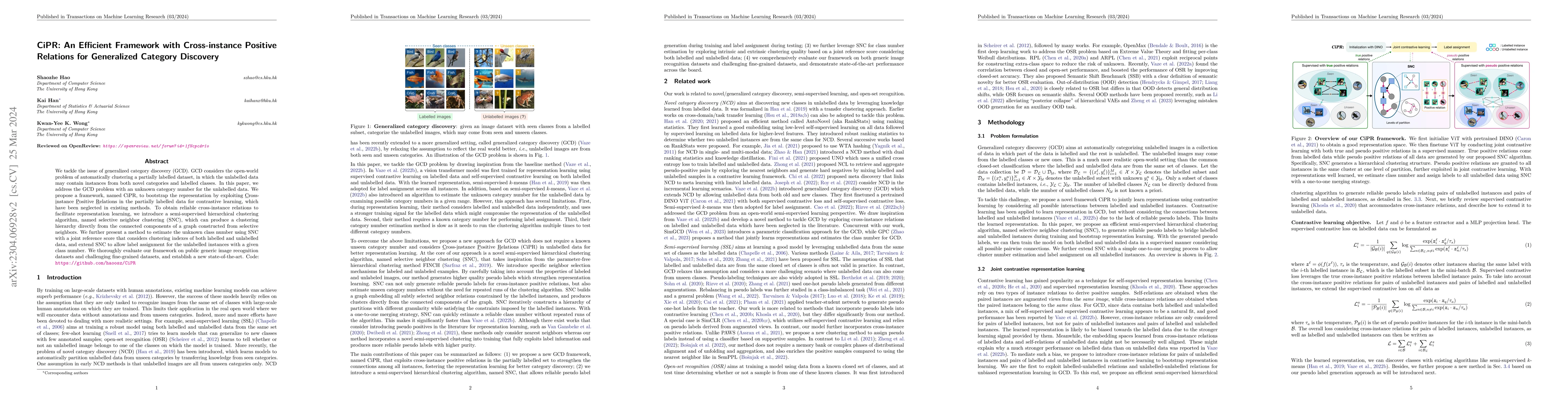 Thumbnail for CiPR: An Efficient Framework with Cross-instance Positive Relations for
  Generalized Category Discovery