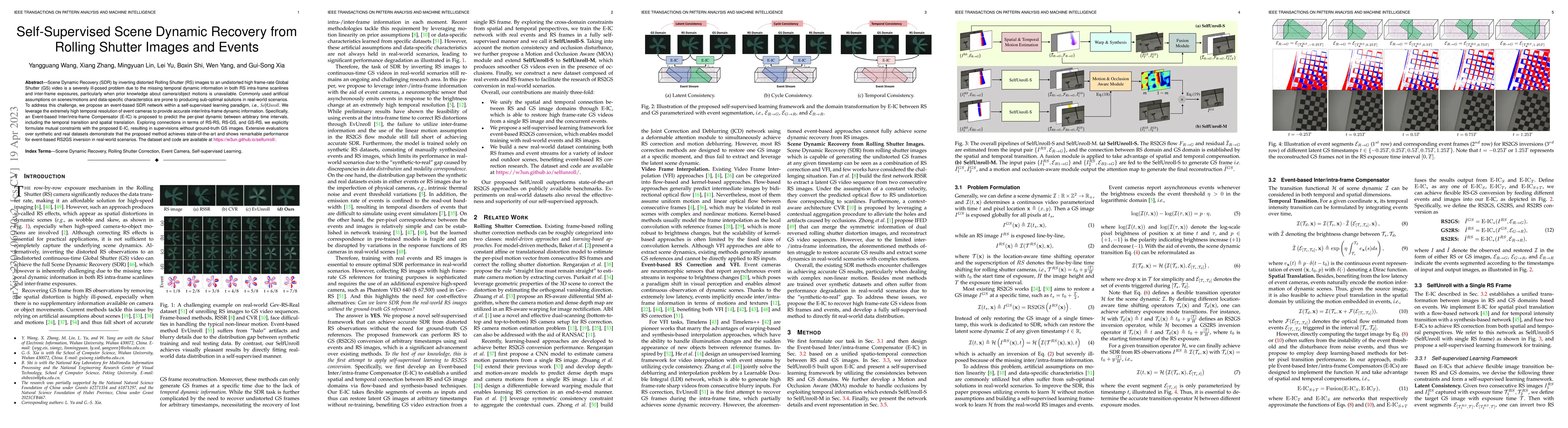 Thumbnail for Self-Supervised Scene Dynamic Recovery from Rolling Shutter Images and
  Events