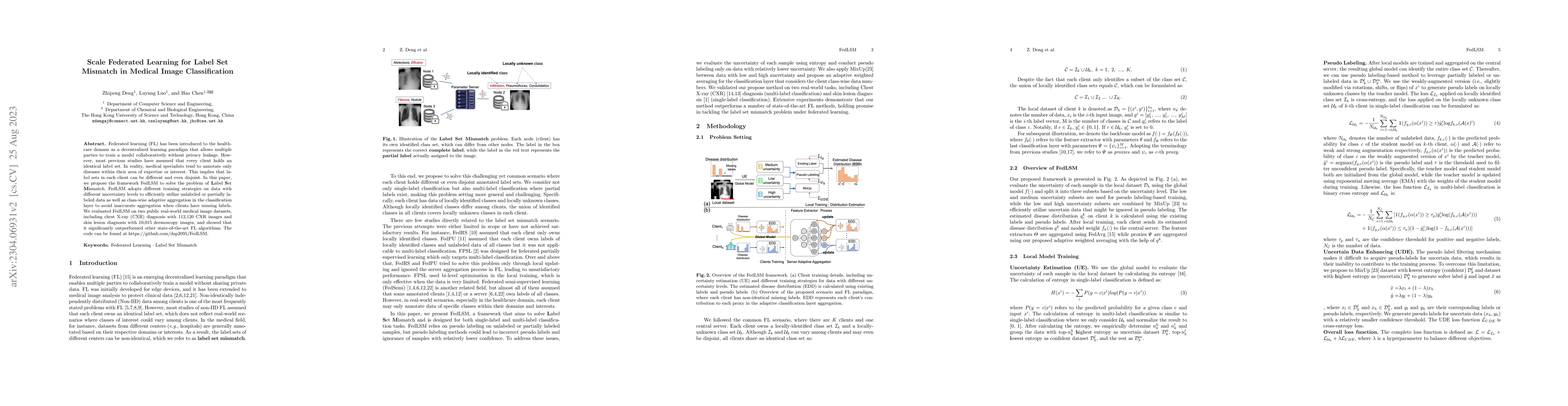 Thumbnail for Scale Federated Learning for Label Set Mismatch in Medical Image
  Classification