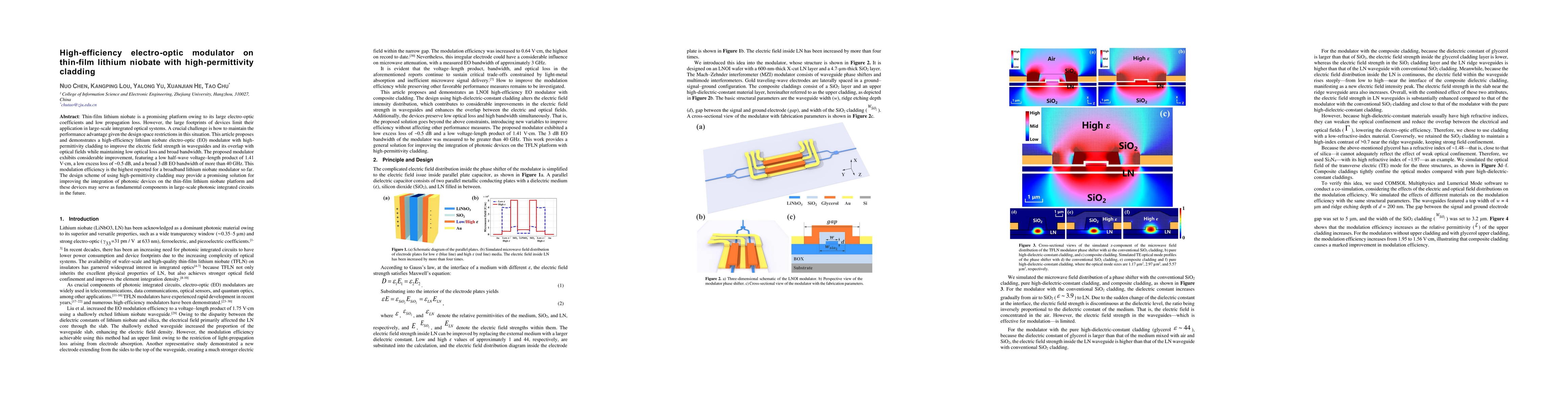 Thumbnail for High-efficiency electro-optic modulator on thin-film lithium niobate
  with high-permittivity cladding