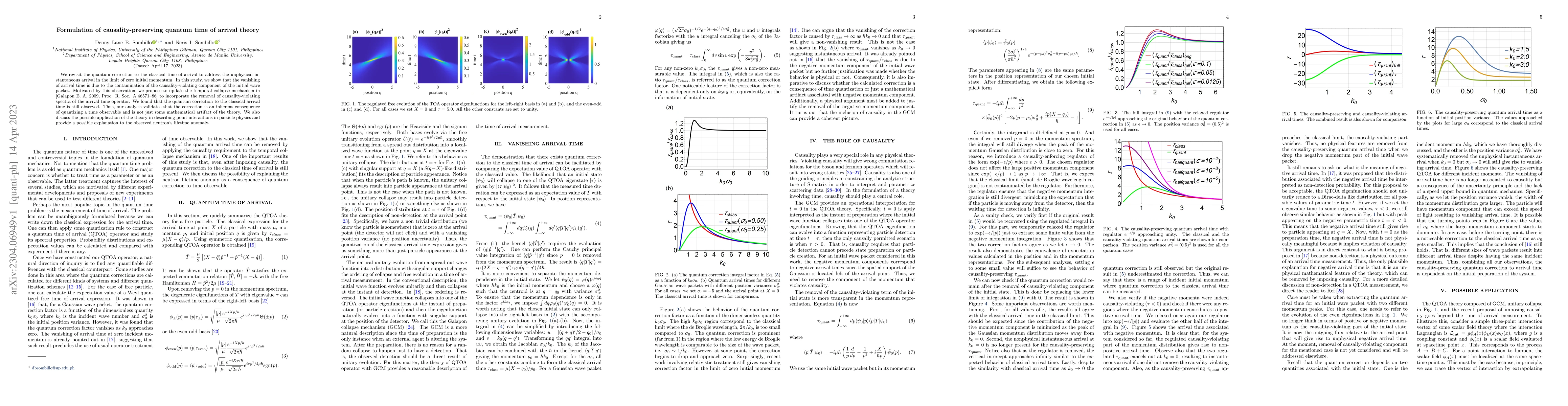 Thumbnail for Formulation of causality-preserving quantum time of arrival theory