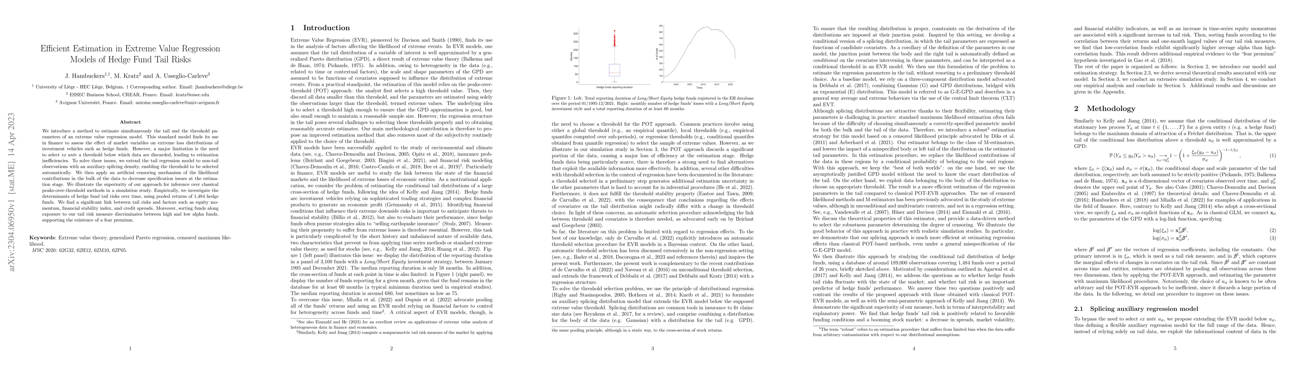 Thumbnail for Efficient Estimation in Extreme Value Regression Models of Hedge Fund
  Tail Risks