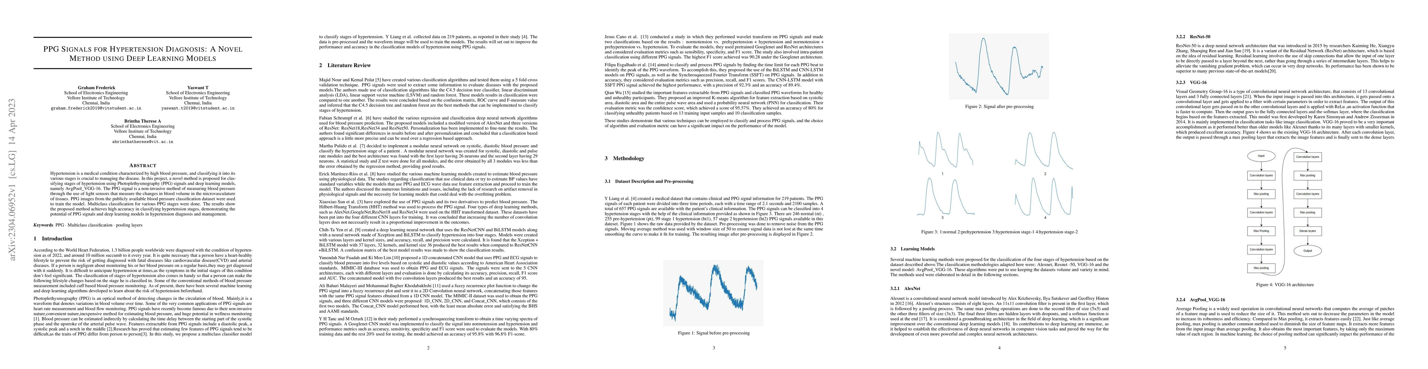 Thumbnail for PPG Signals for Hypertension Diagnosis: A Novel Method using Deep
  Learning Models