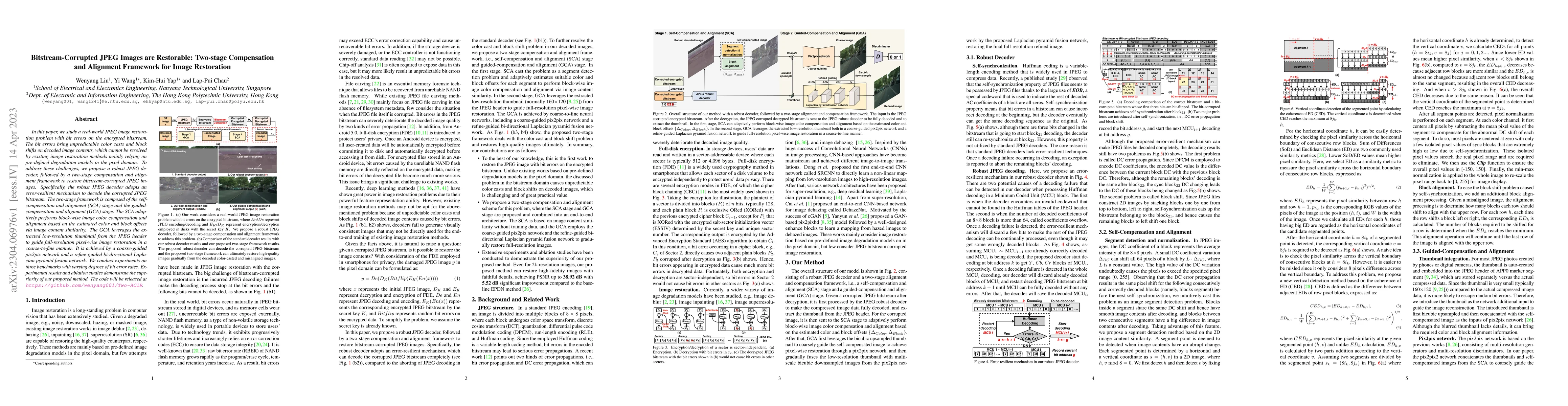 Thumbnail for Bitstream-Corrupted JPEG Images are Restorable: Two-stage Compensation
  and Alignment Framework for Image Restoration
