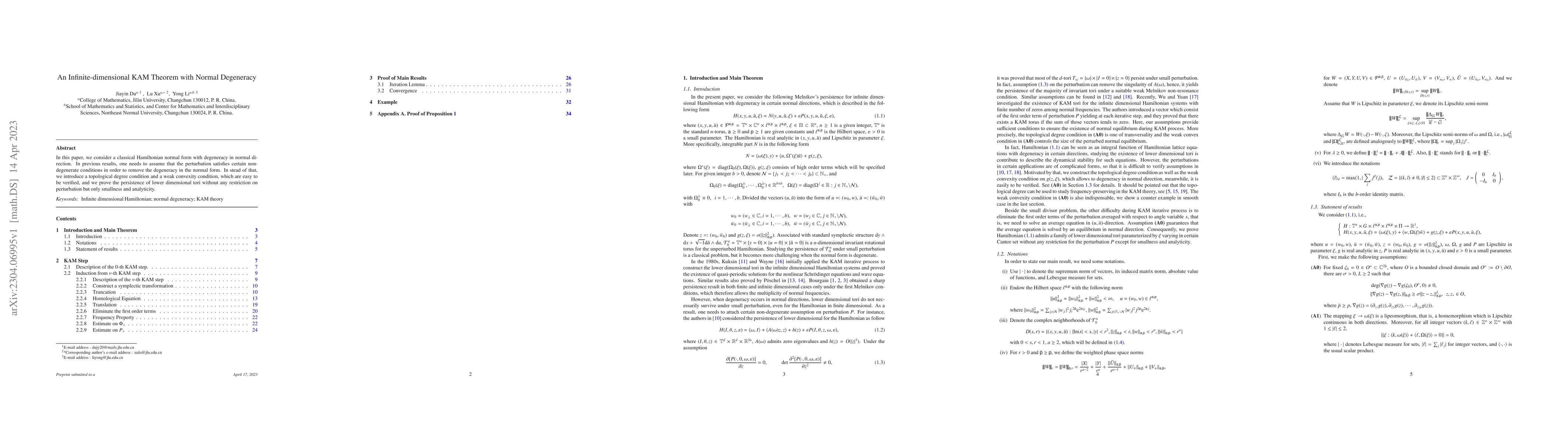 Thumbnail for An Infinite-dimensional KAM Theorem with Normal Degeneracy