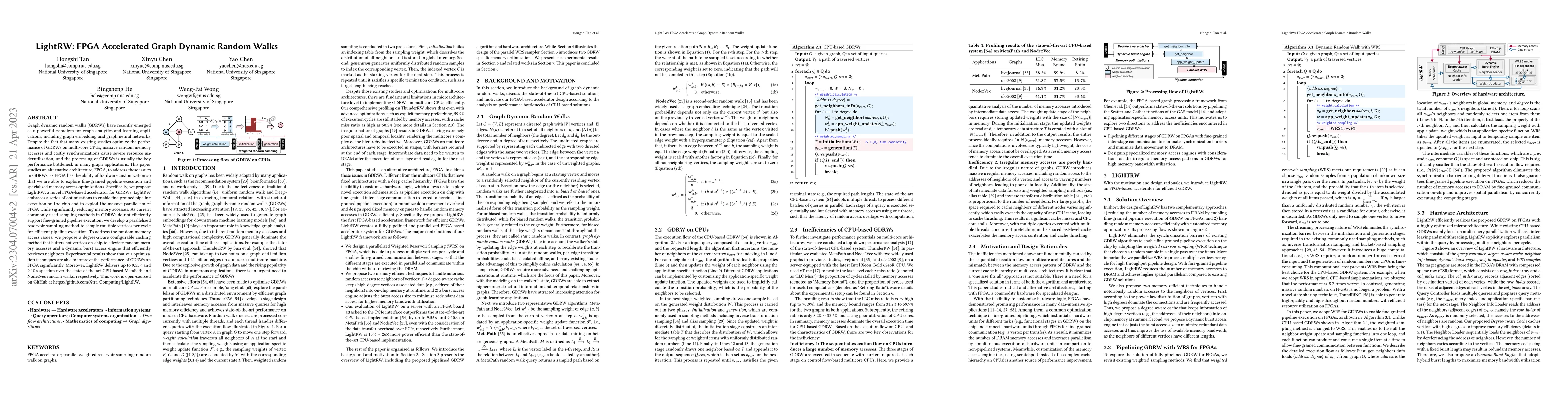Thumbnail for LightRW: FPGA Accelerated Graph Dynamic Random Walks