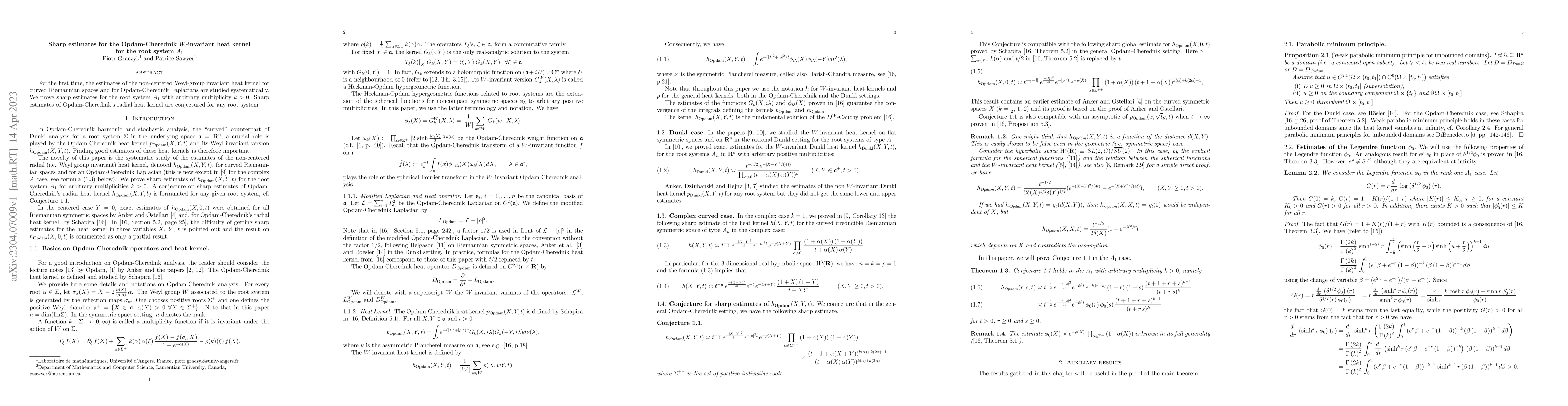 Thumbnail for Sharp estimates for the Opdam-Cherednik $W$-invariant heat kernel for
  the root system $A_1$
