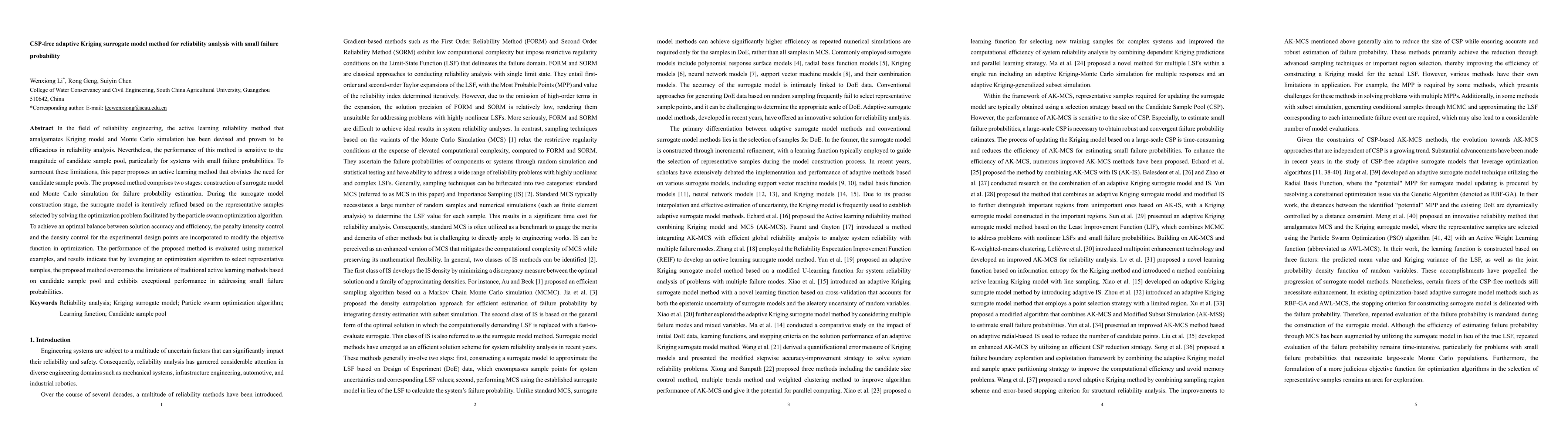 Thumbnail for CSP-free adaptive Kriging surrogate model method for reliability
  analysis with small failure probability