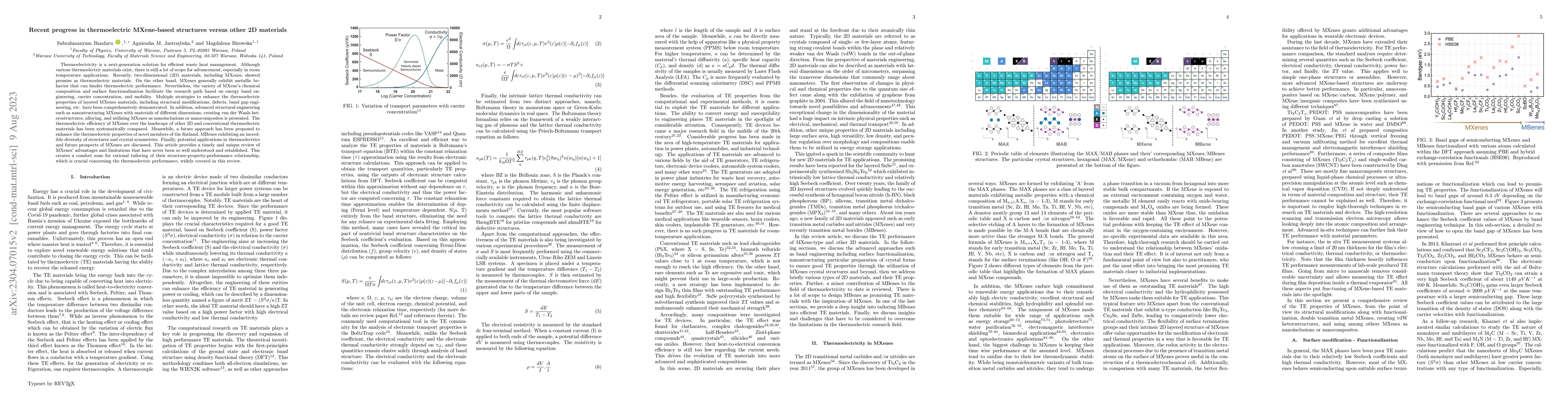 Thumbnail for Recent progress in thermoelectric MXene-based structures versus other 2D
  materials