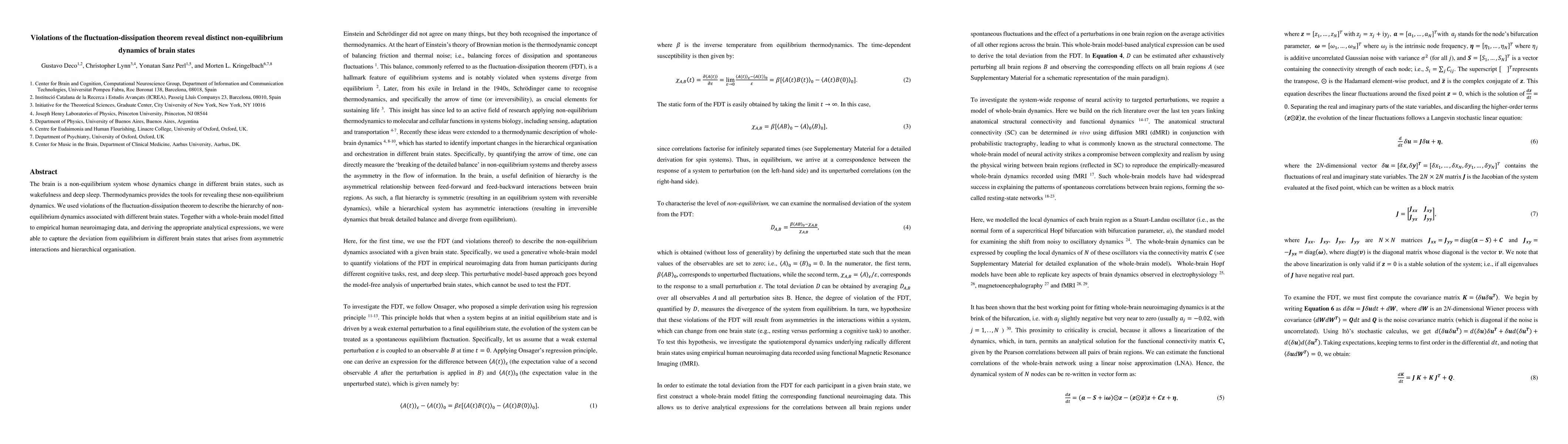 Thumbnail for Violations of the fluctuation-dissipation theorem reveal distinct
  non-equilibrium dynamics of brain states
