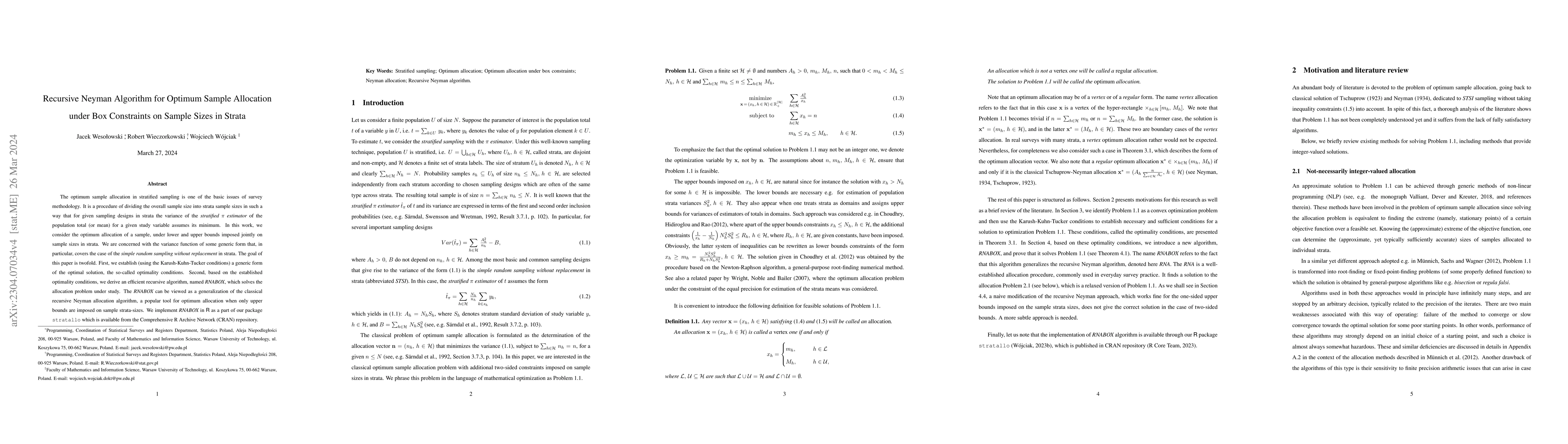 Thumbnail for Recursive Neyman Algorithm for Optimum Sample Allocation under Box
  Constraints on Sample Sizes in Strata