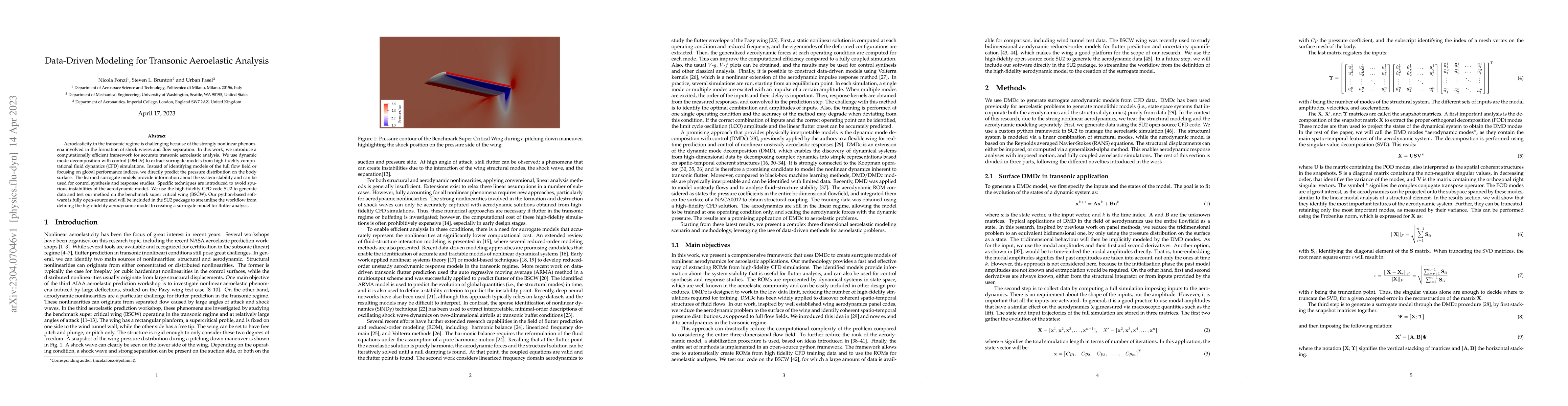 Thumbnail for Data-Driven Modeling for Transonic Aeroelastic Analysis